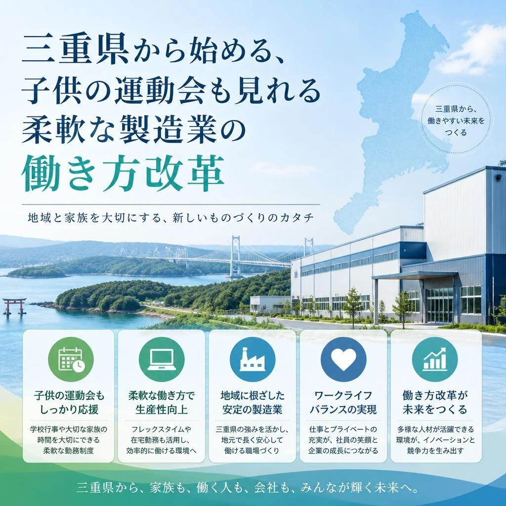 「三重県から始める、子供の運動会も見れる柔軟な製造業の働き方改革」
