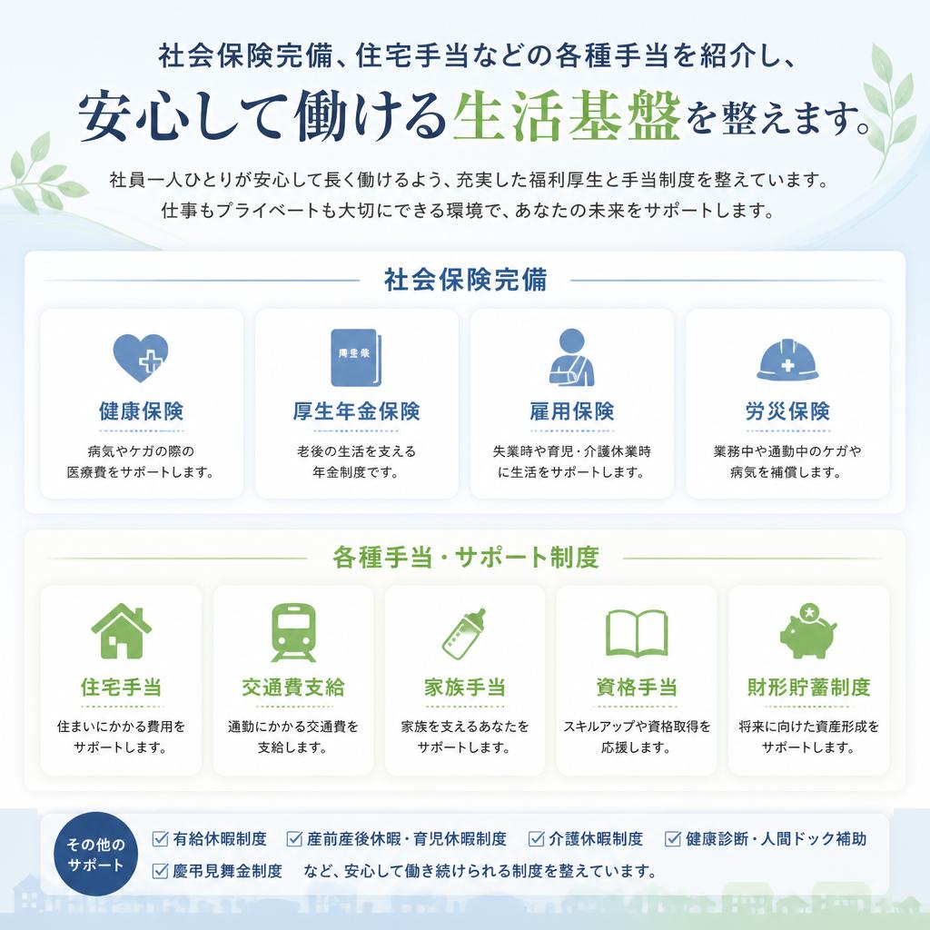 福利厚生が充実！安心して働ける環境