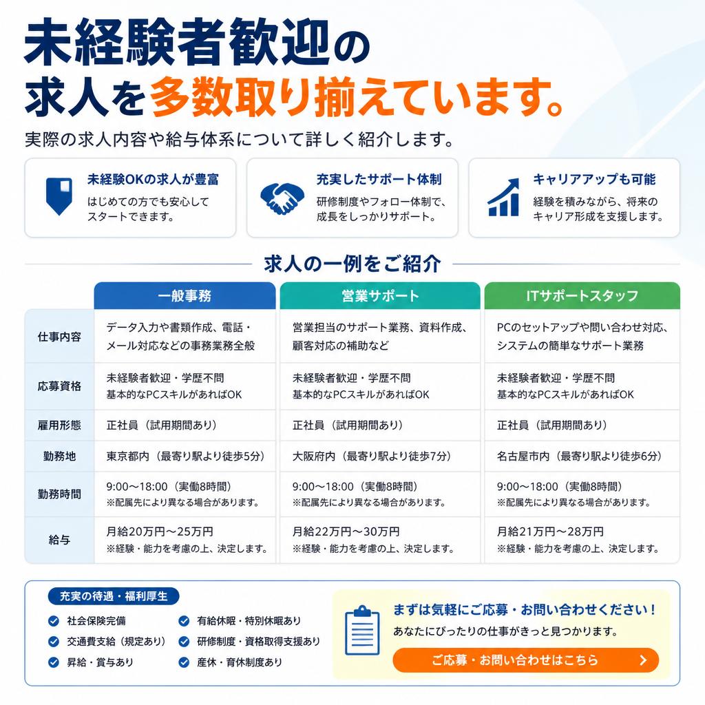初心者歓迎の求人情報