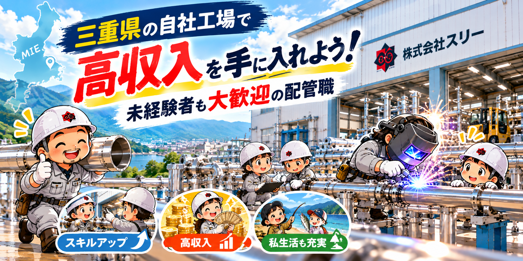 三重県の自社工場で高収入を手に入れよう！未経験者も大歓迎の配管職